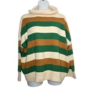 POL Striped Oversized Pullover Cowlneck Knit Sweater Size L NWOT Long Sleeves